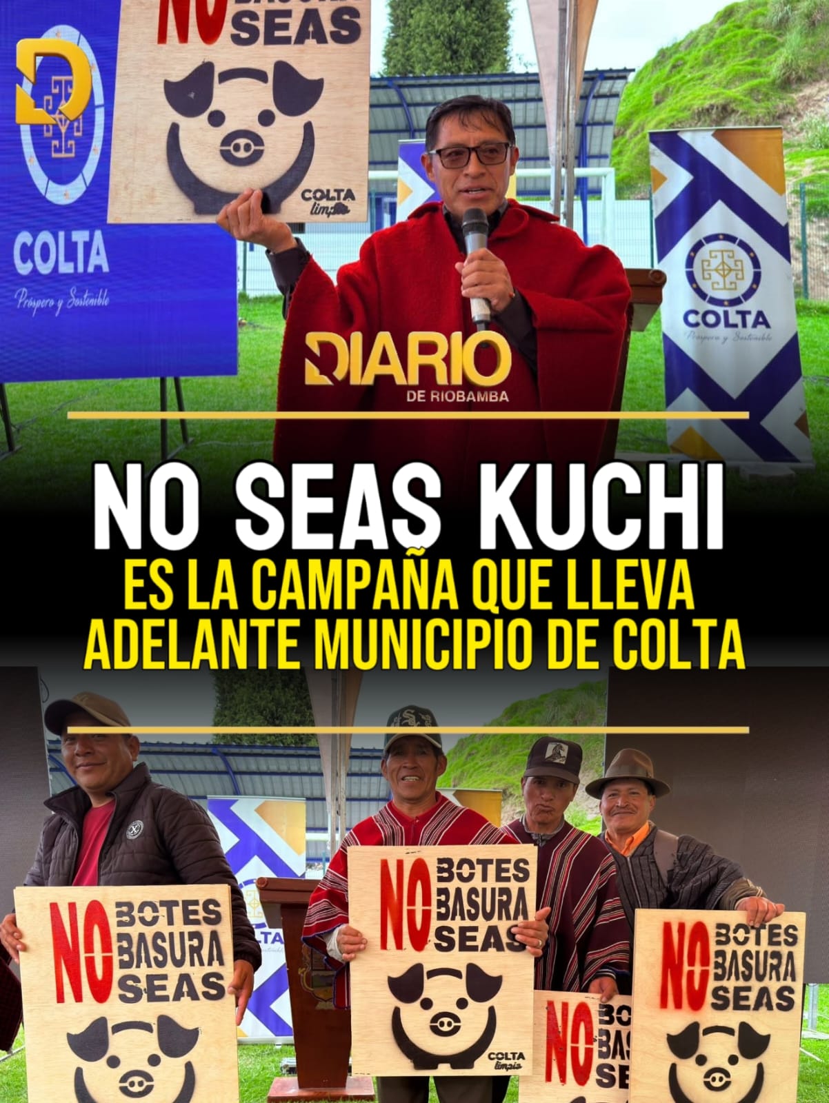 Municipio de Colta entrega señalética para fomentar el cuidado del entorno