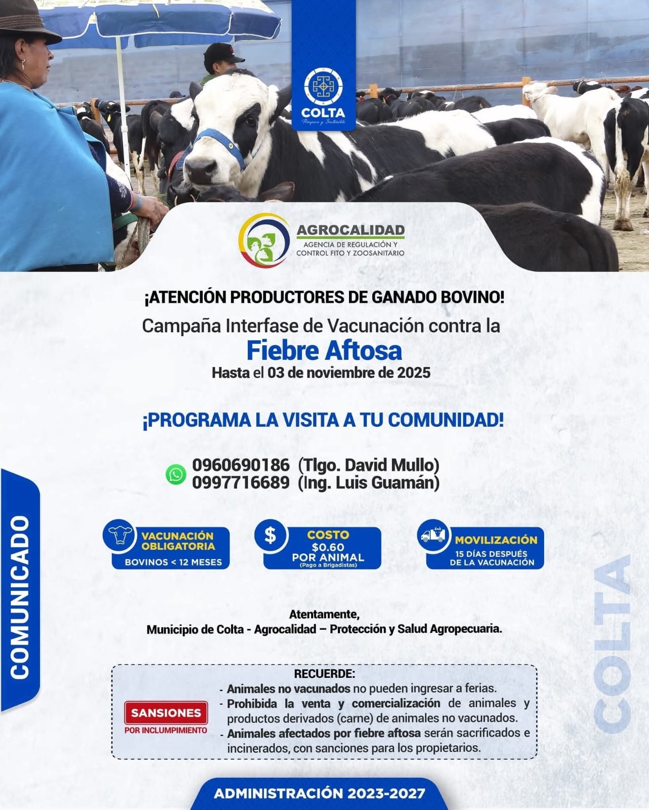 ATENCI脫N PRODUCTORES Y COMERCIANTES DE BOVINOS! 馃悇