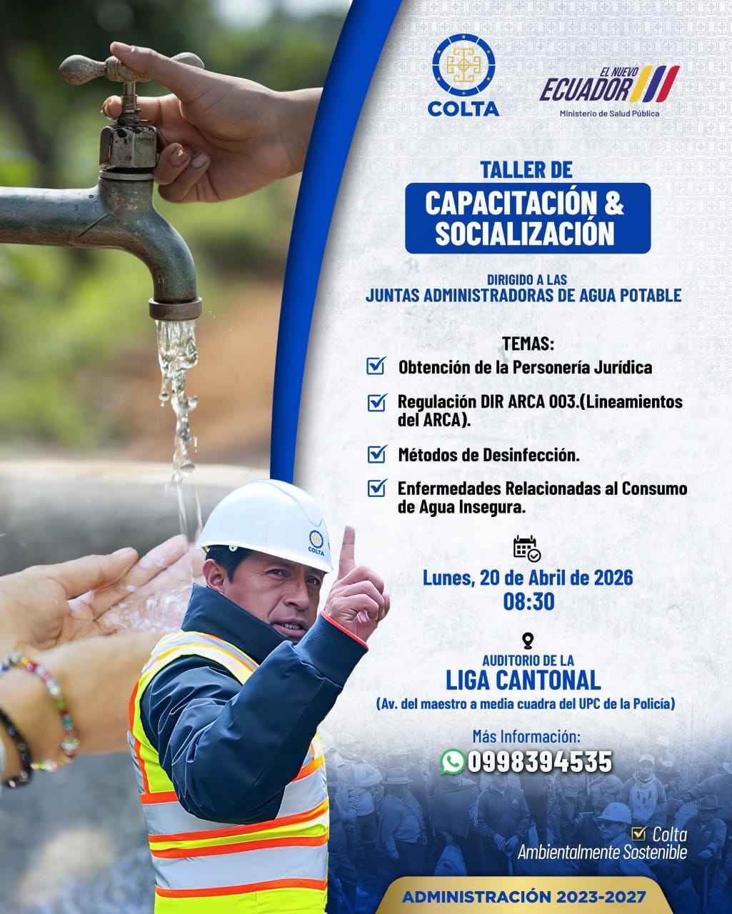 ¡Atención Juntas Administradoras de Agua de Colta!