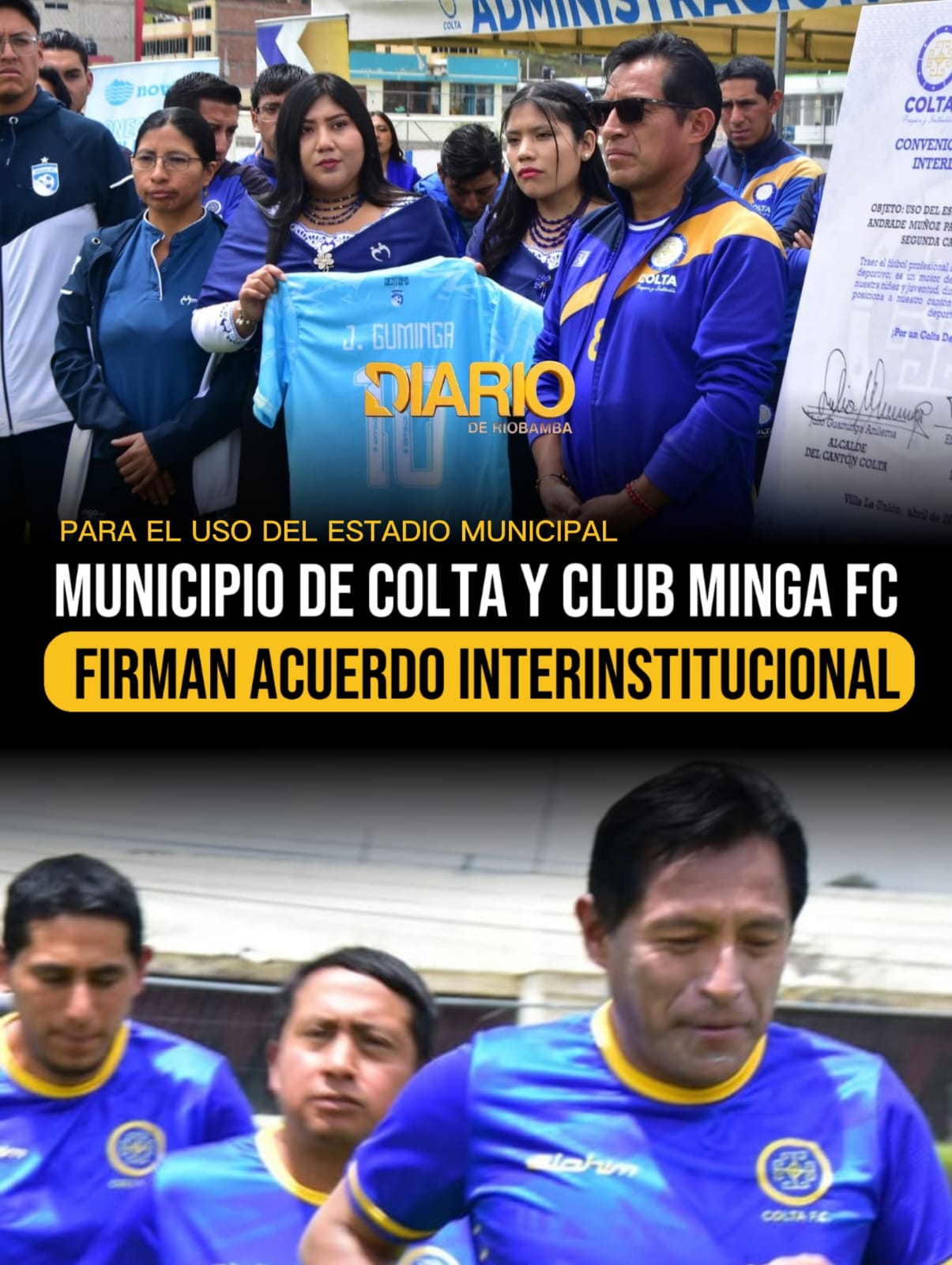 Convenio impulsa fútbol profesional en estadio municipal de Colta
